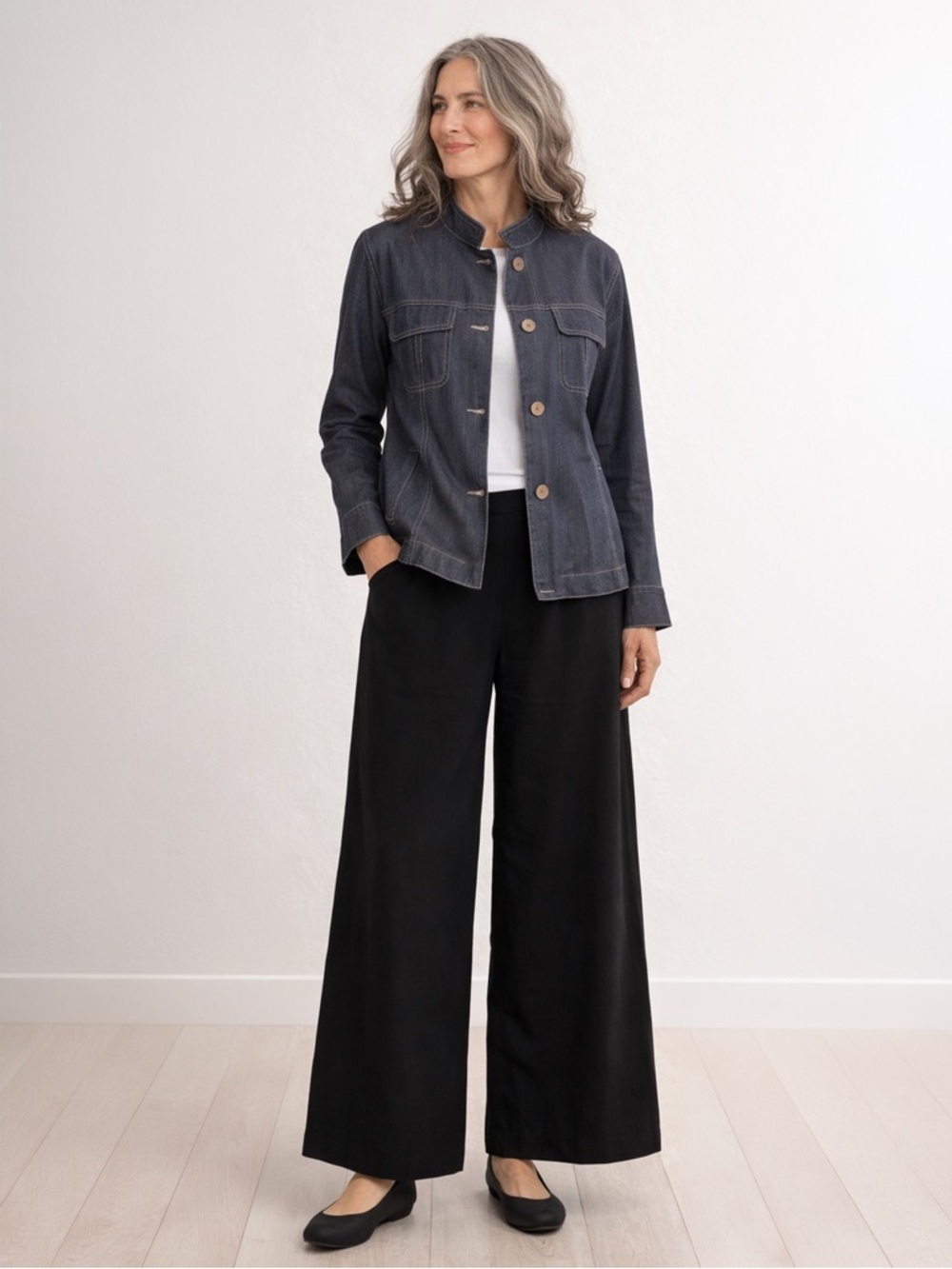 Piazza Sempione - Linen Blend Utility Jacket - Chambray Blue